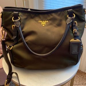 Prada Brown Tessuto Nylon & Leather Satchel Bag